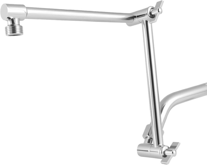 RLKDKJ Shower Head Extension Arm, 16 Inch Solid Brass Adjustable Extender with Lock Joint, Height & Angle Adjustable Shower Arm for Rainfall or Fixed Shower Head, G1/2 Connector (Chrome) - Image 1